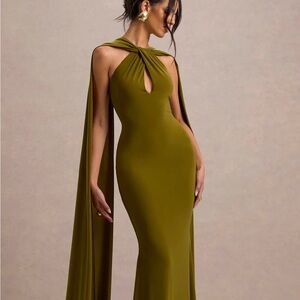 Club L London One Shoulder Olive Dress